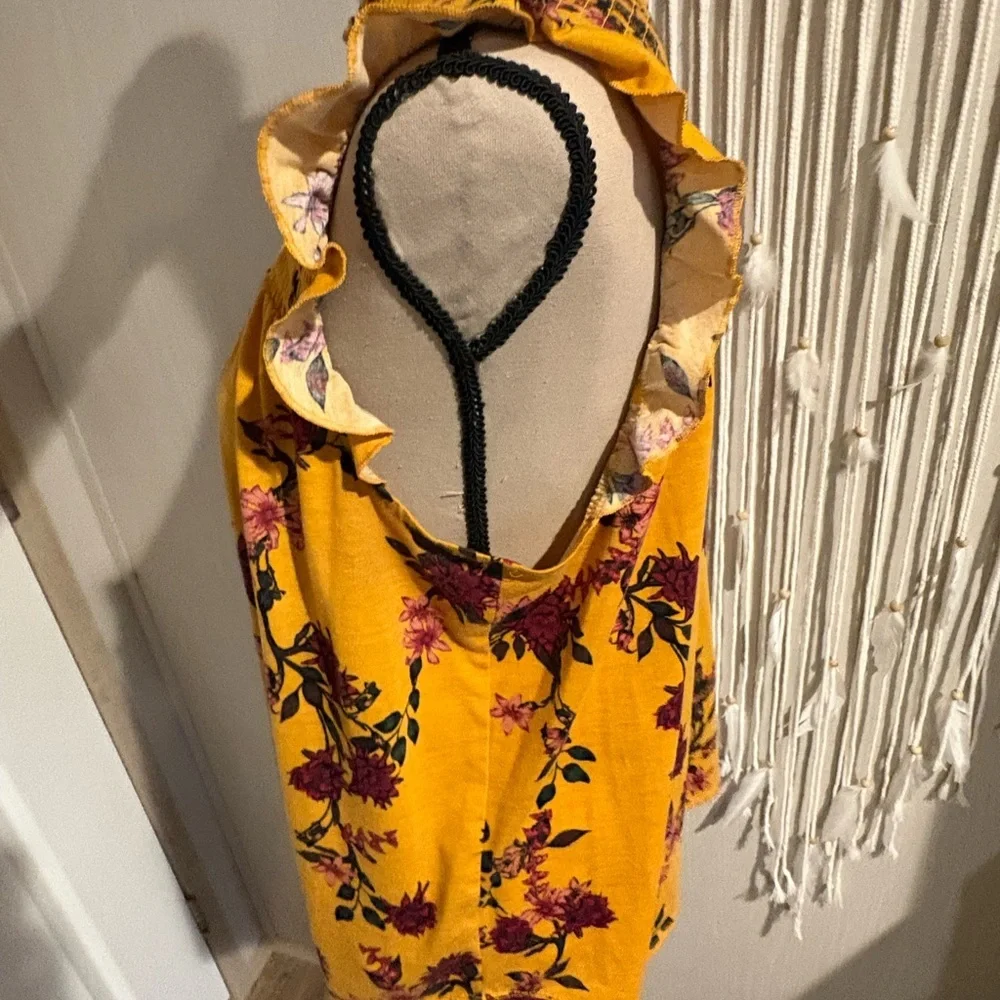 Floral Yellow Blouse with Ruffle Sleeves - Picture 4 of 5
